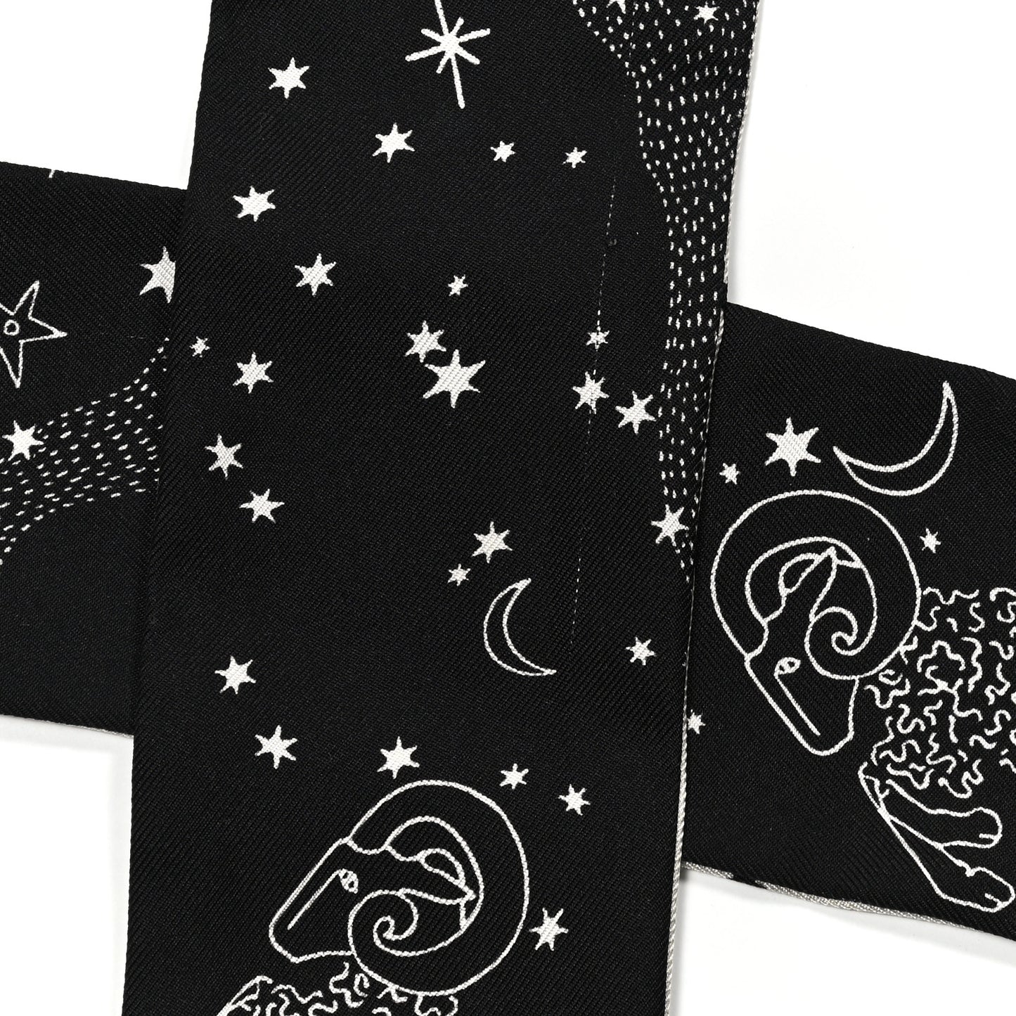 Silk Zodiac Aries Mitzah Scarf Black