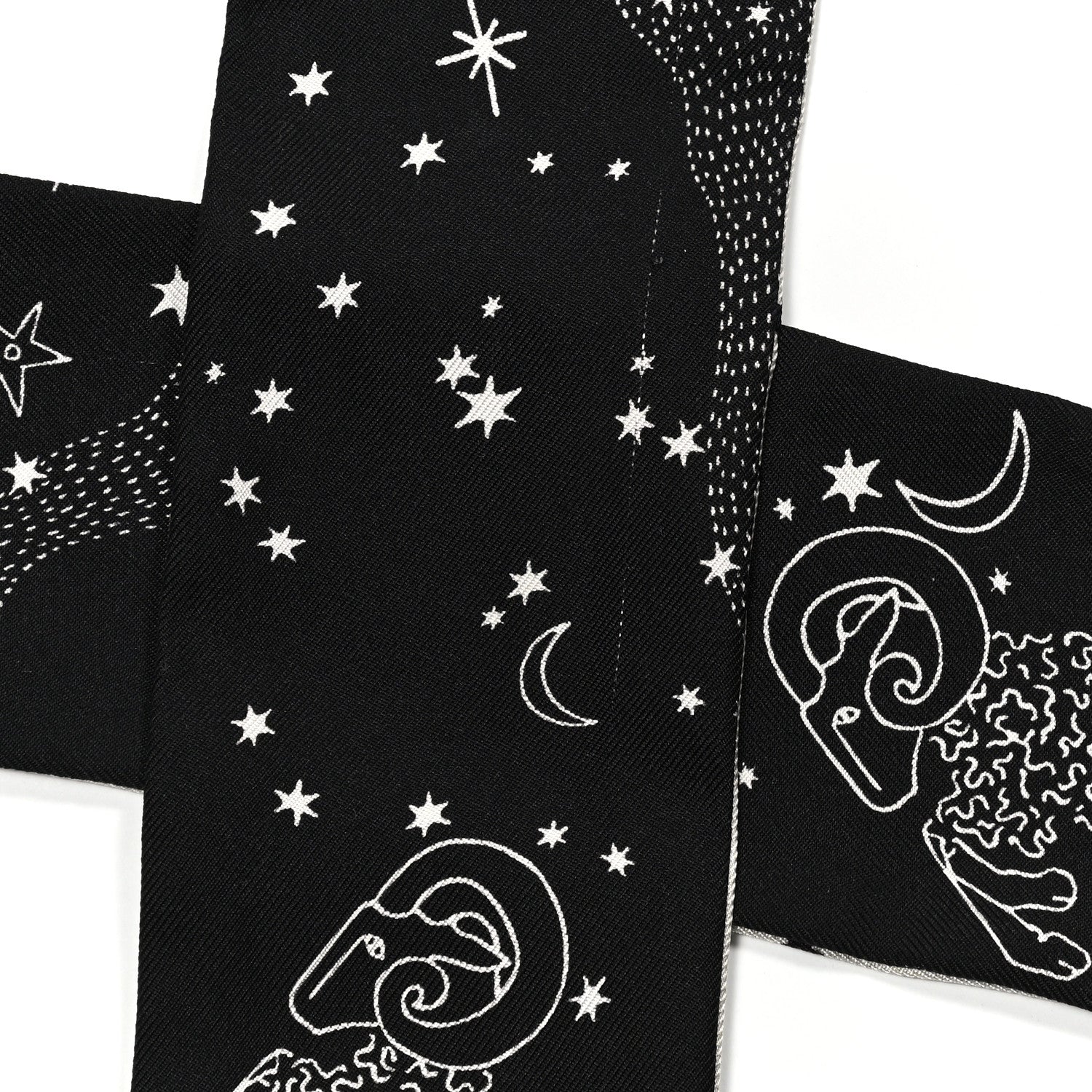 Christian Dior Silk Zodiac Aries Mitzah Scarf Black 3 of 4
