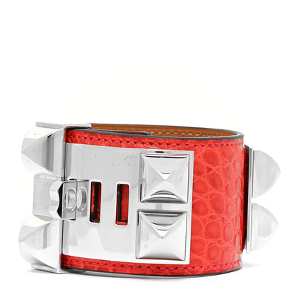 Hermes Matte Alligator Collier De Chien CDC Bracelet S Geranium 3 of 8