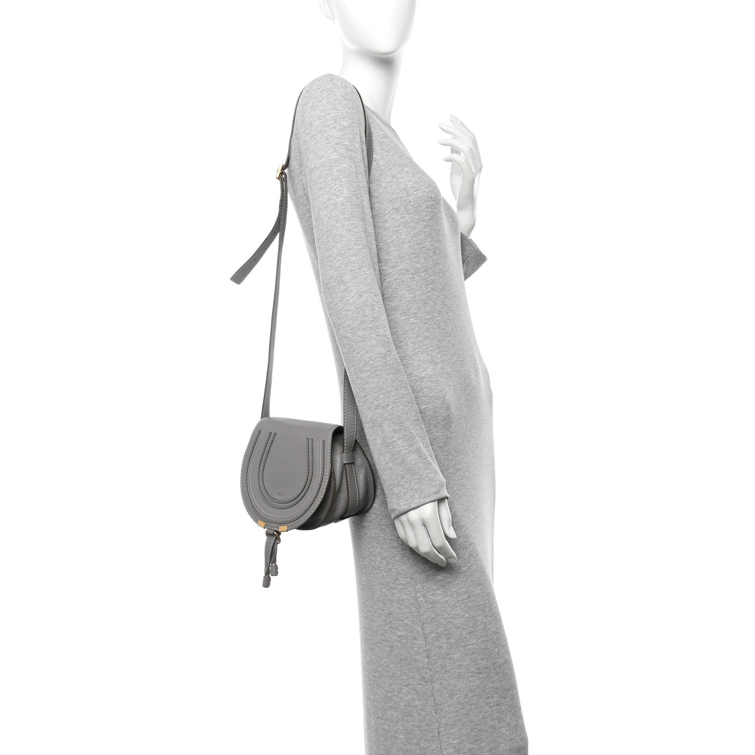 Chloe Calfskin Mini Marcie Round Crossbody Bag Cashmere Grey 2 of 7