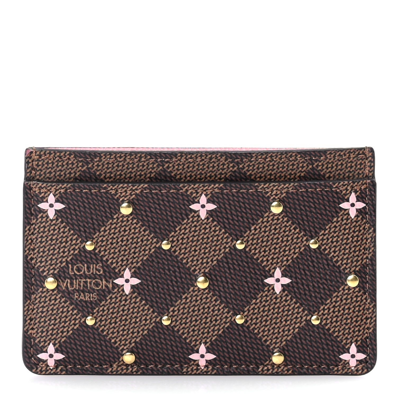 Louis Vuitton Damier Ebene Studded Card Holder Pink 1 of 7