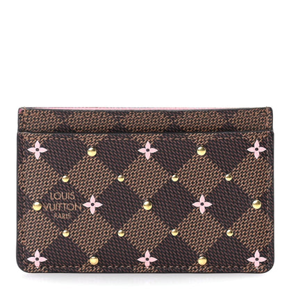 Louis Vuitton Damier Ebene Studded Card Holder Pink 1 of 7