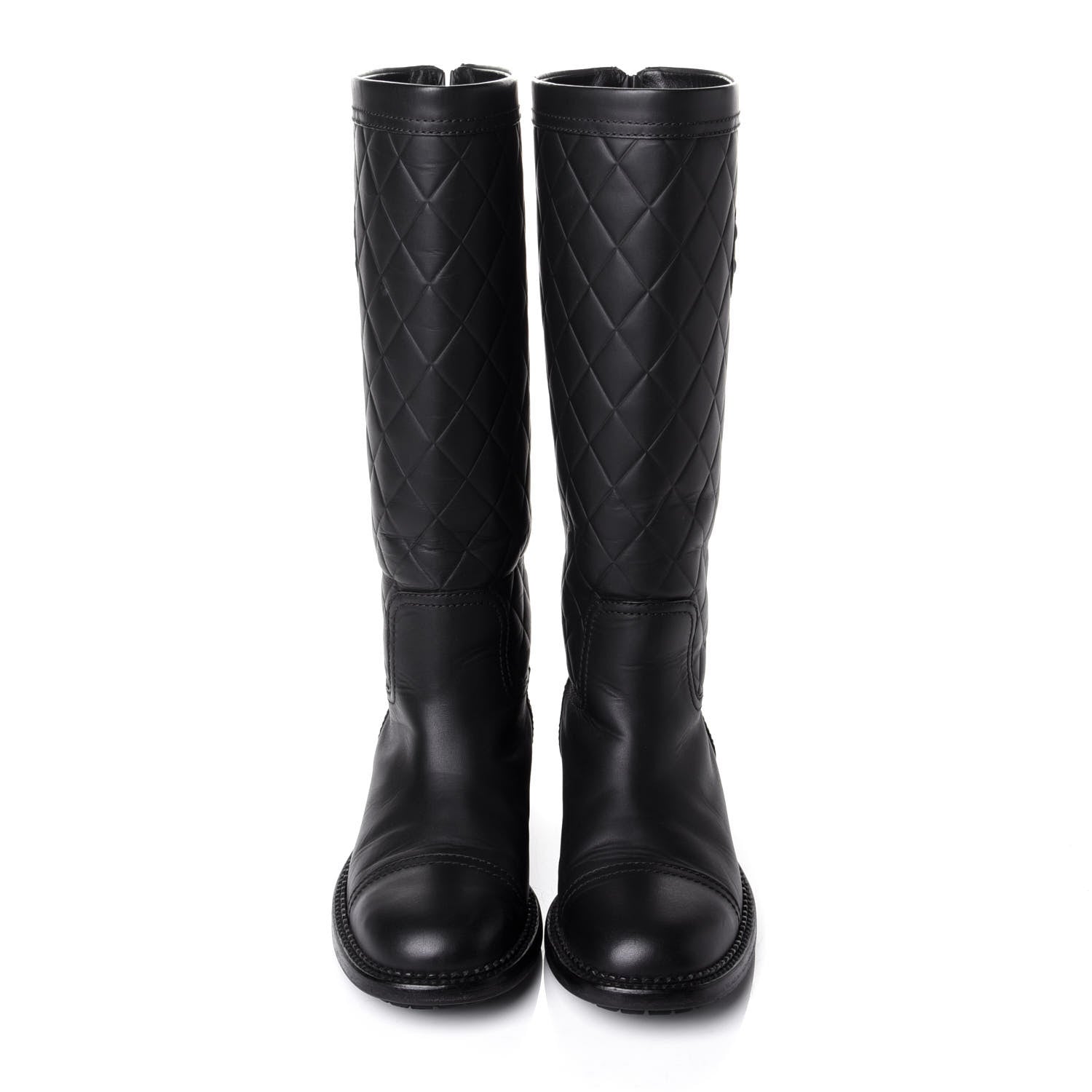 Chanel Oily Calfskin Quilted High Boots 36 Black 5 of 10