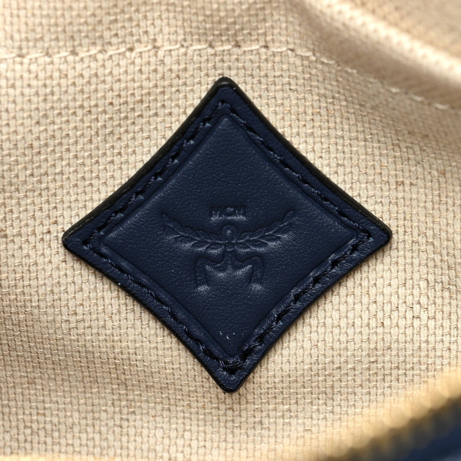 MCM Lauretos Jacquard Nappa Small Shoulder Bag Indigo 6 of 9