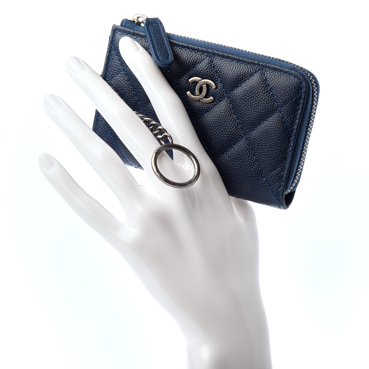 Chanel Caviar Quilted Key Holder Case Navy 2 of 7