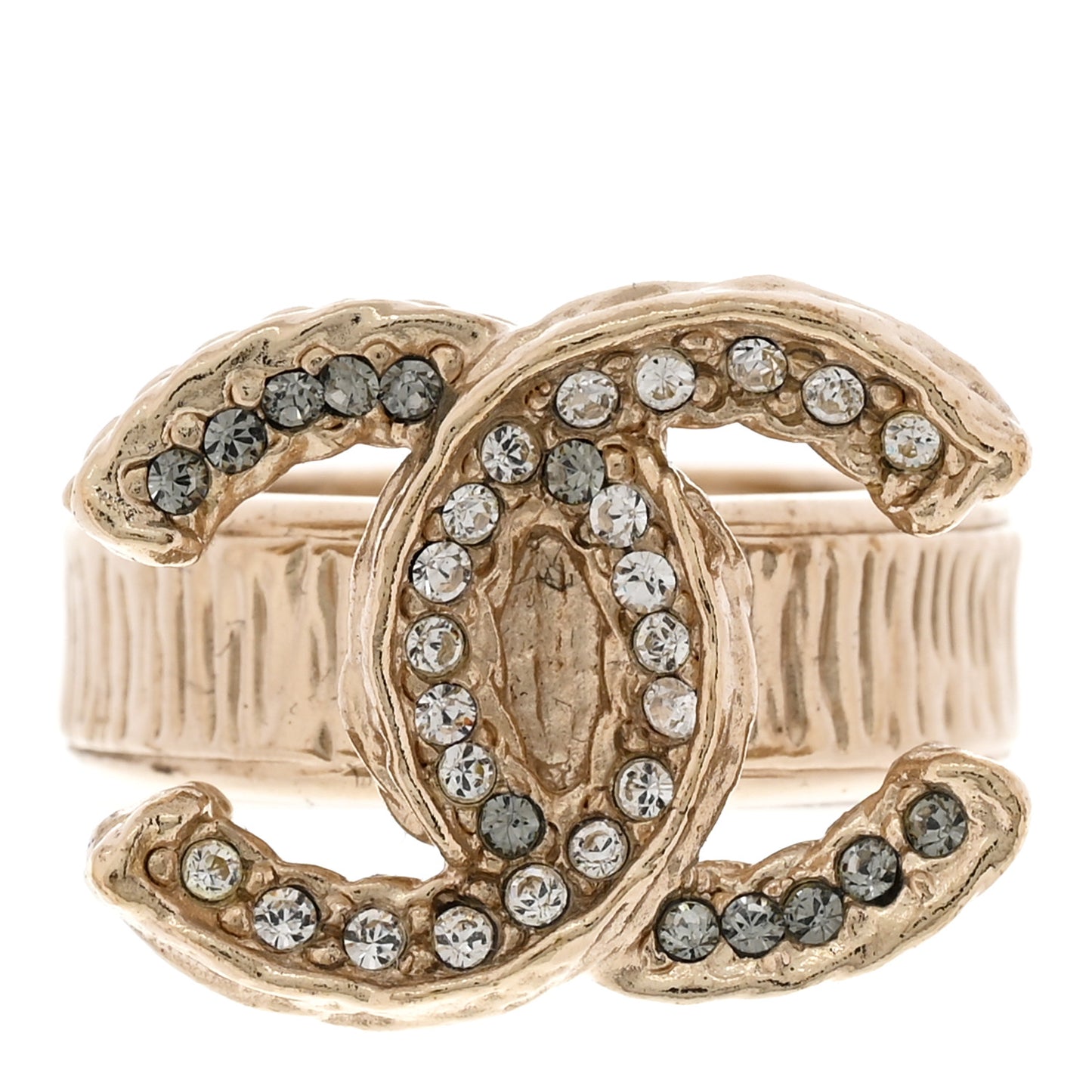 Metal Crystal CC Ring 52 6 Gold