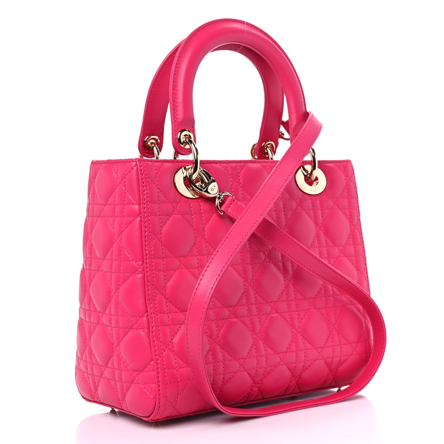 Lambskin Cannage Medium Lady Dior Fuchsia