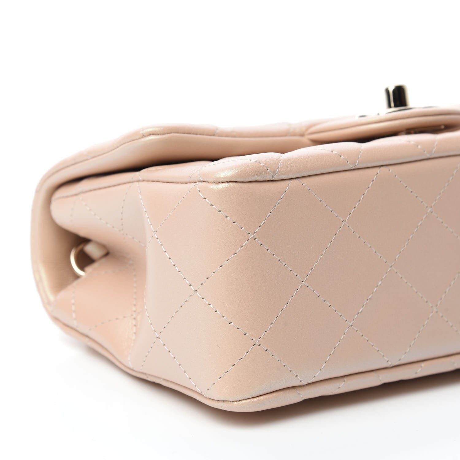 Chanel Iridescent Calfskin Quilted Mini Rectangular Flap Beige 6 of 10