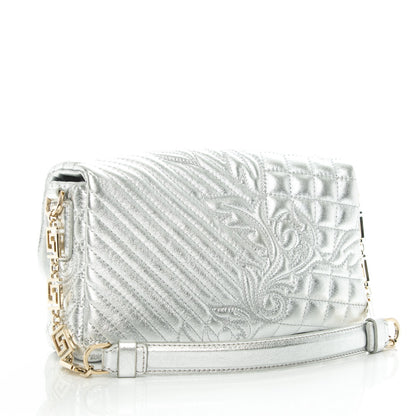 Versace Metallic Nappa Barocco Quilted Calliope Vanitas Shoulder Bag Silver 4 of 7