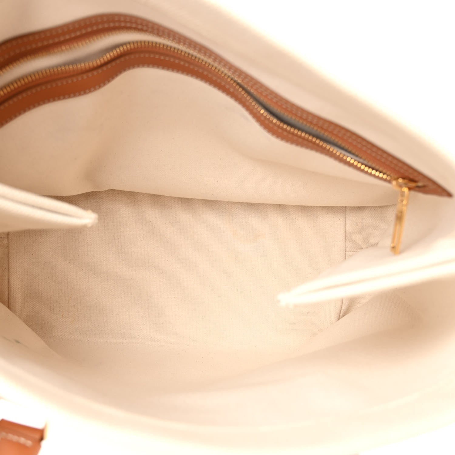 Celine Canvas Calfskin Logo Print Small Horizontal Cabas Natural Tan 5 of 13