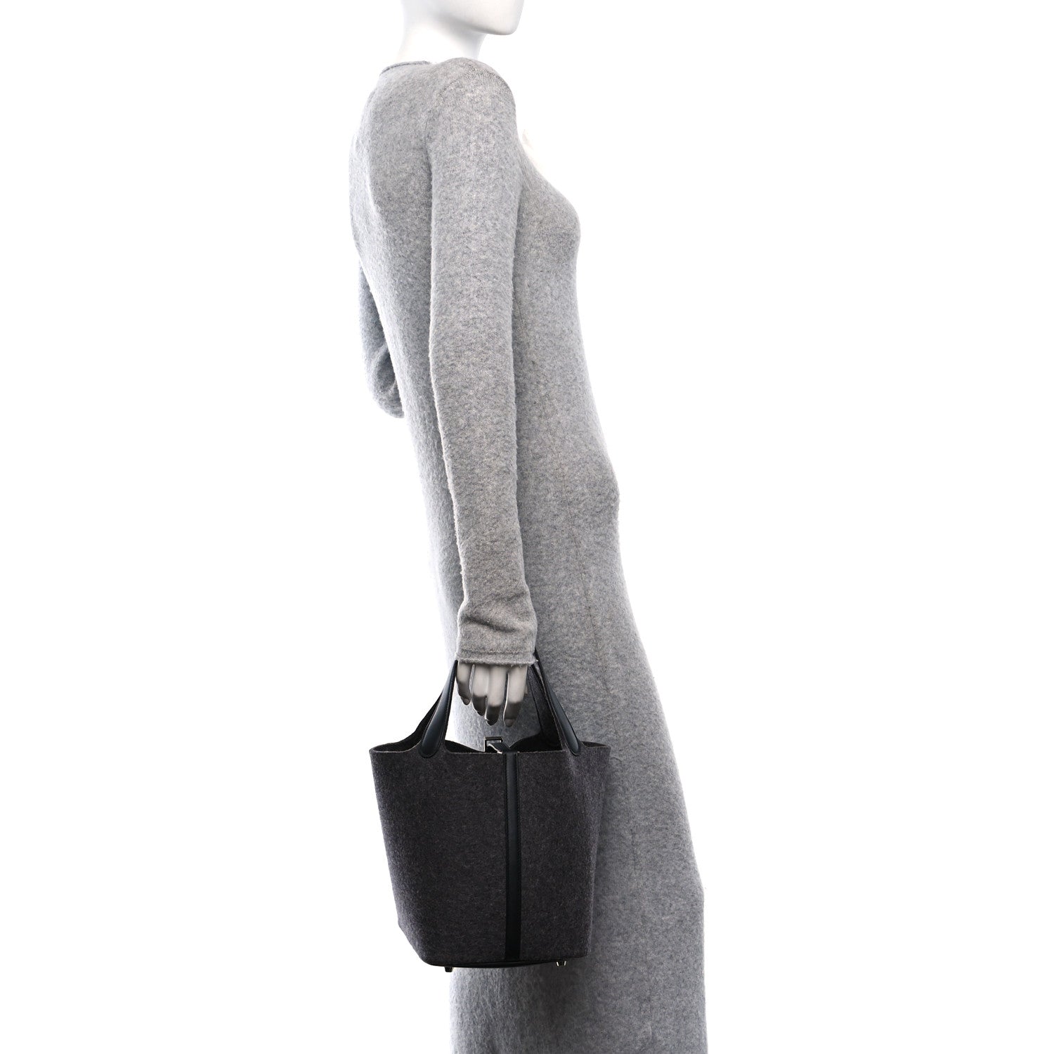 Hermes Feutre Swift Picotin Lock 22 MM Gris Moyen Black 2 of 11