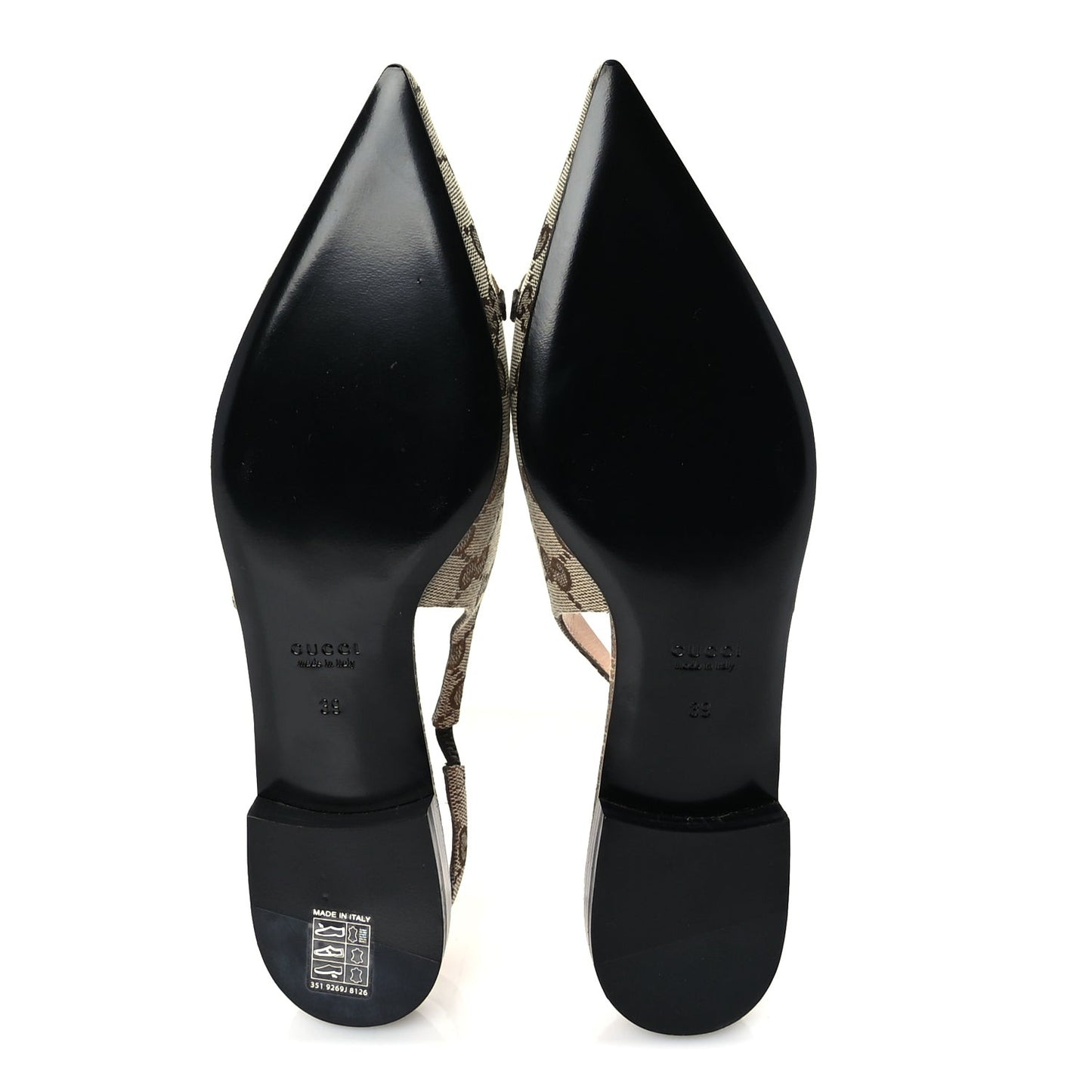 Monogram Horsebit Womens Slingback Ballet Flat 39  Beige Ebony Cocoa
