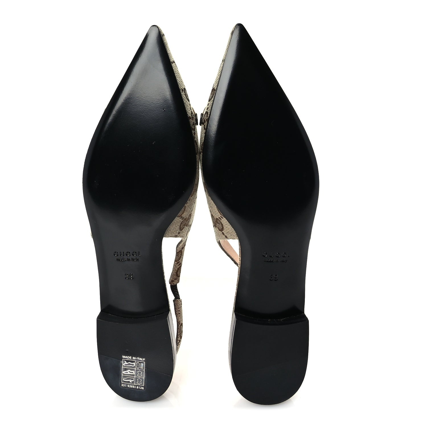 Gucci Monogram Horsebit Womens Slingback Ballet Flat 39  Beige Ebony Cocoa 4 of 8