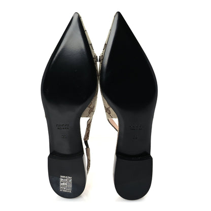 Gucci Monogram Horsebit Womens Slingback Ballet Flat 39  Beige Ebony Cocoa 4 of 8