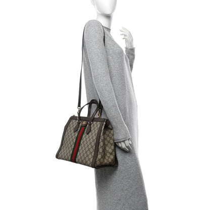 Gucci GG Supreme Monogram Web Medium Ophidia Tote Bag Brown 2 of 10