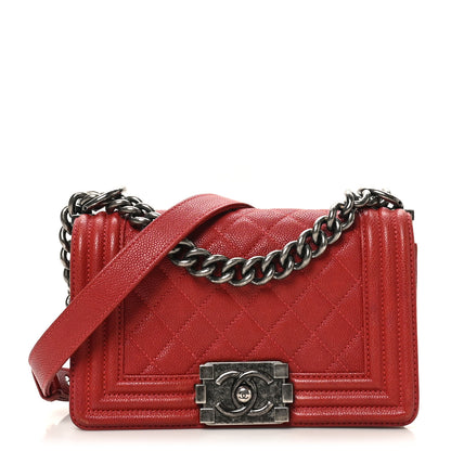 Chanel Caviar Quilted Small Boy Flap Dark Red 1 of 10