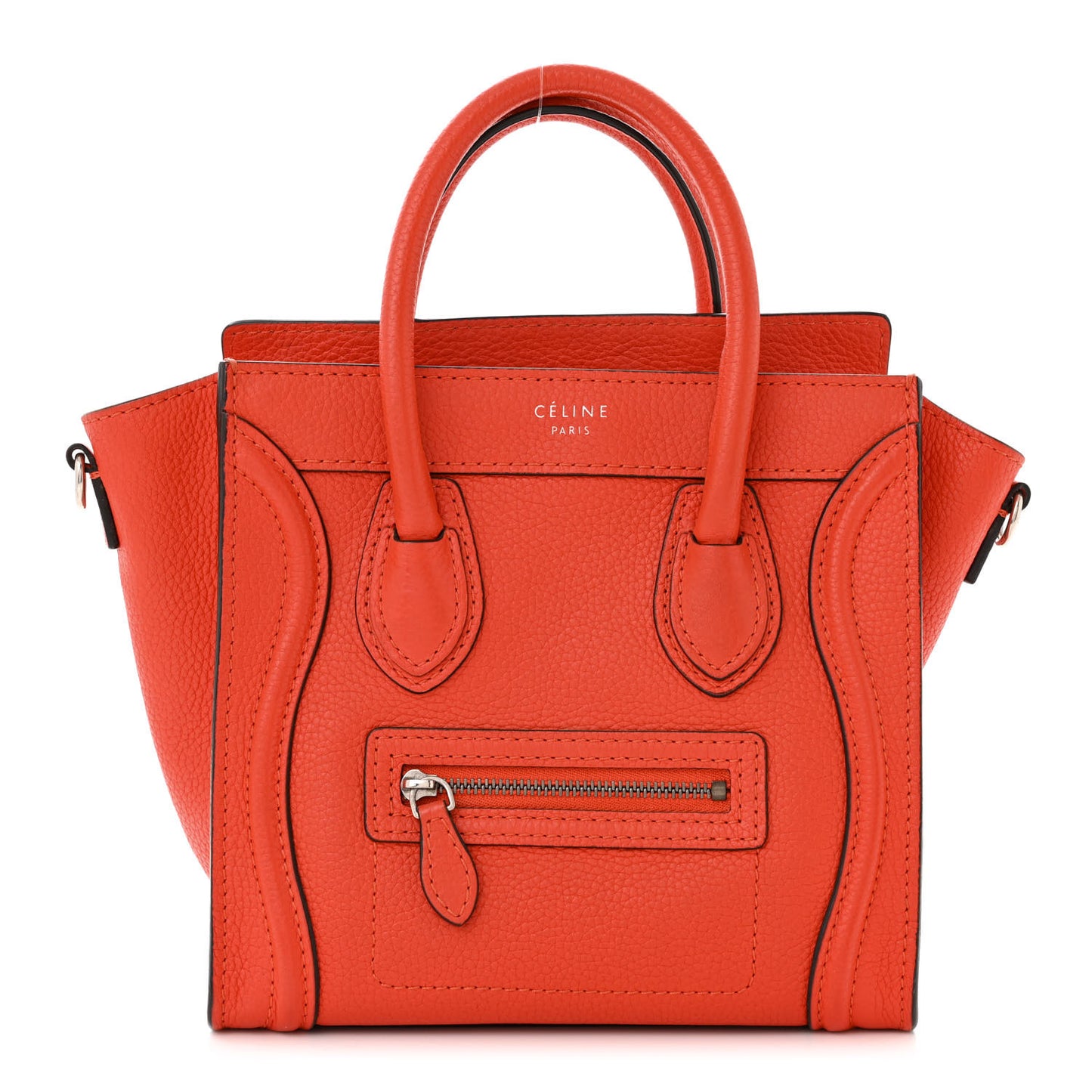 Drummed Calfskin Nano Luggage Vermillion