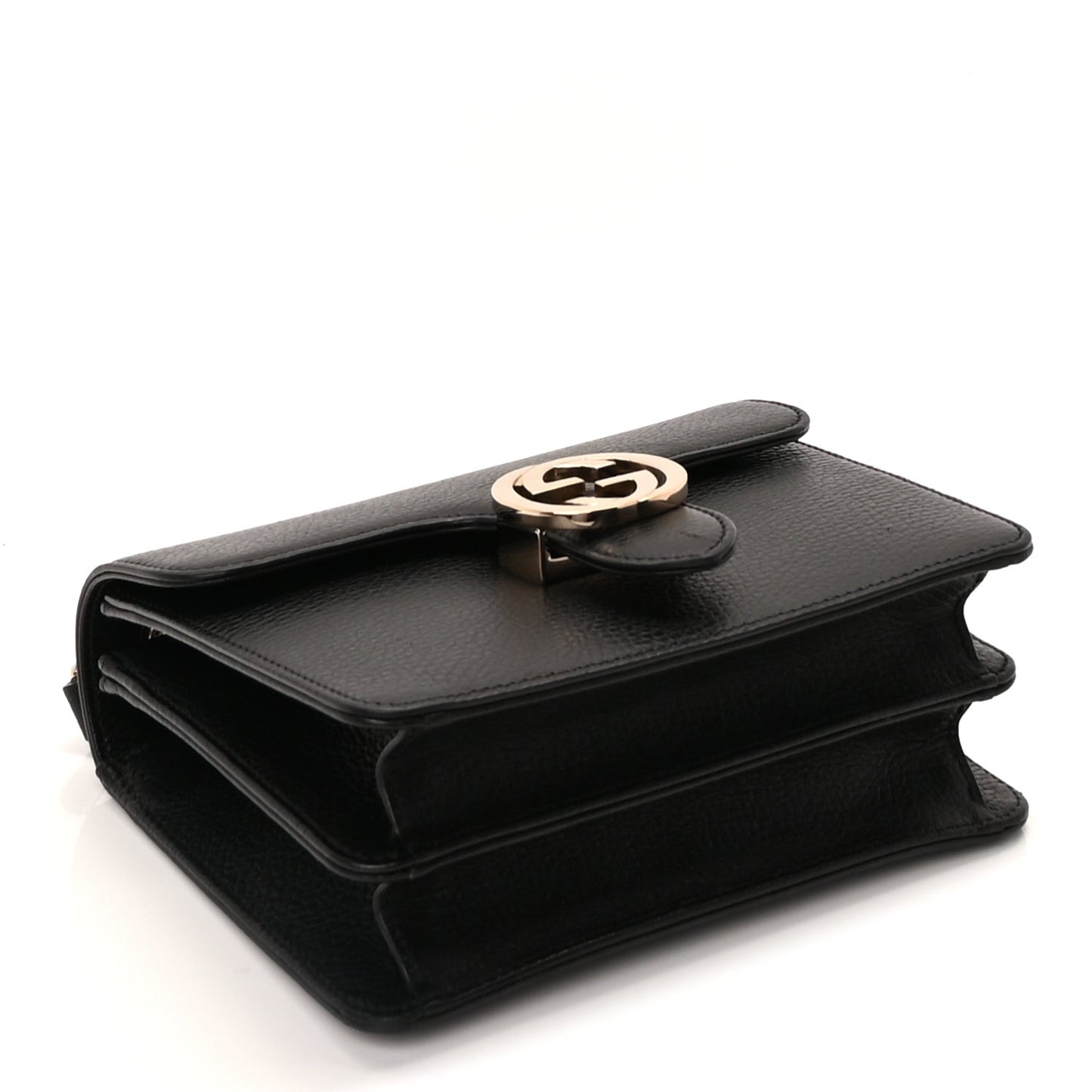 Dollar Calfskin Small Interlocking G Shoulder Bag Black