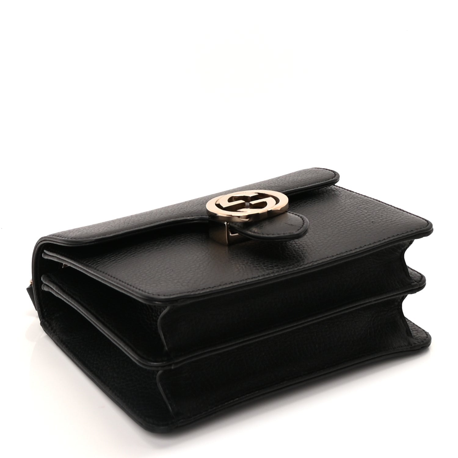 Gucci Dollar Calfskin Small Interlocking G Shoulder Bag Black 3 of 8
