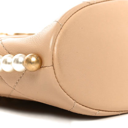 Chanel Calfskin Quilted Pearl Small Hobo Bag Beige 9 of 10