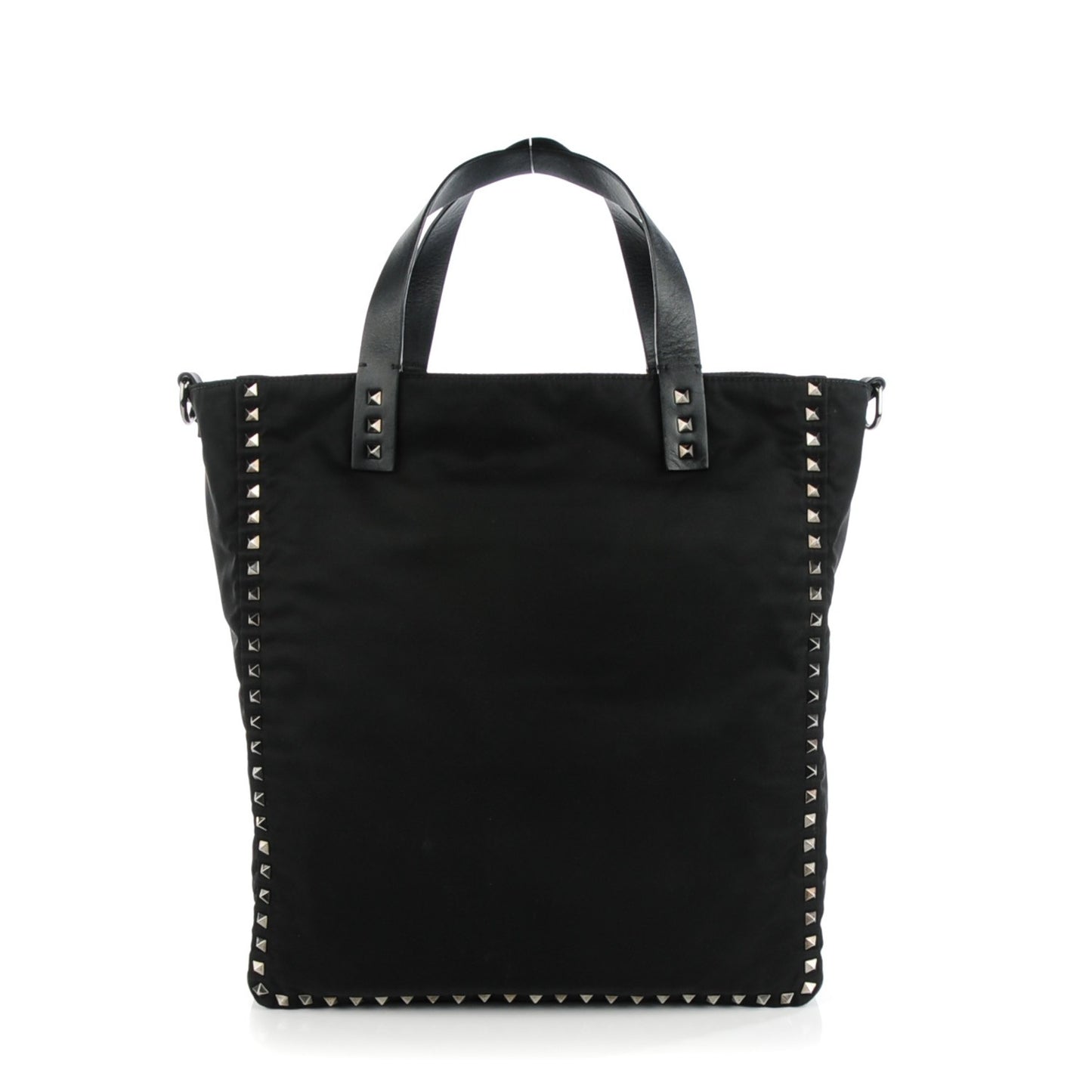 Nylon Rockstud Vertical Tote Black