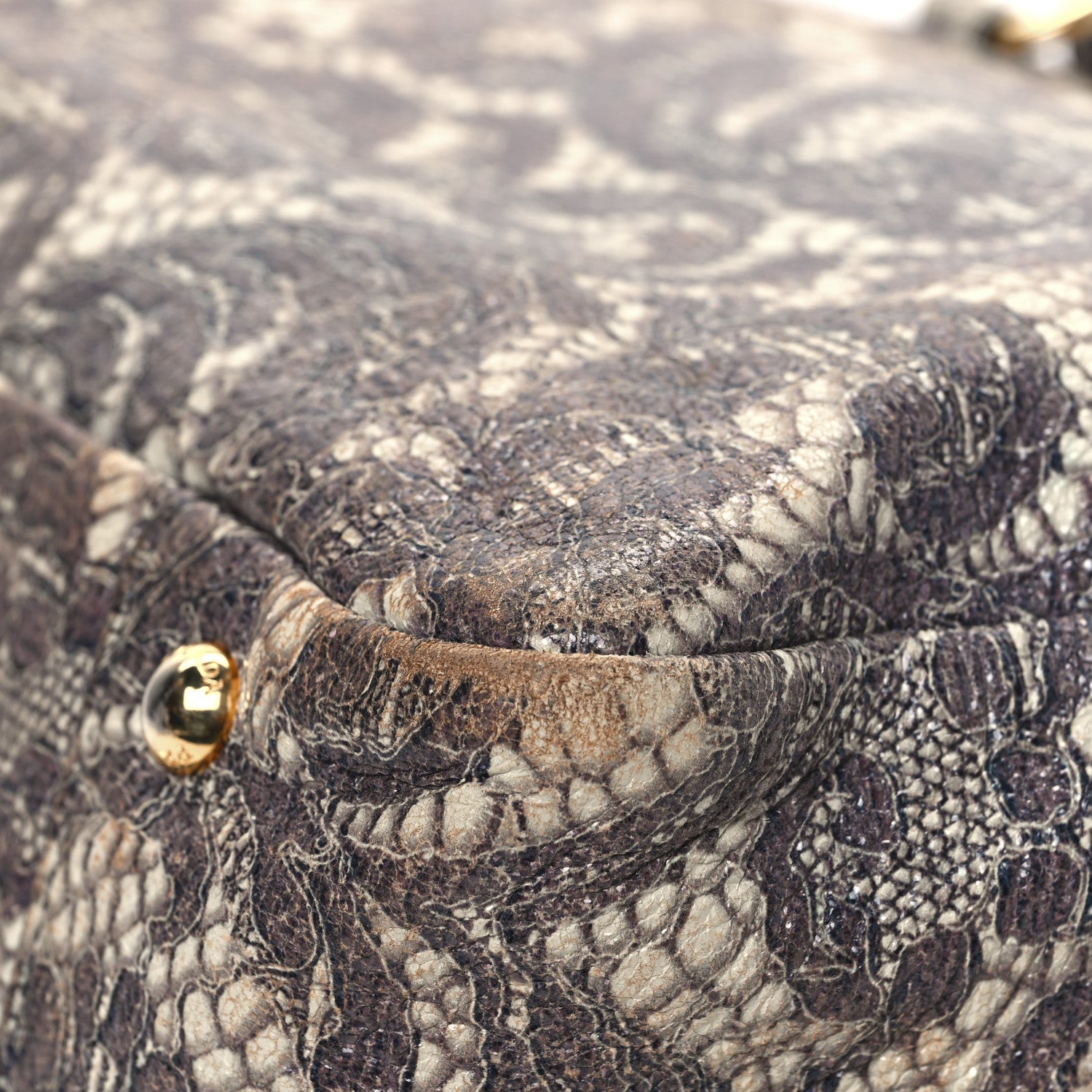 Prada Cervo Lux Print Lace Bauletto Bag Talco 11 of 12