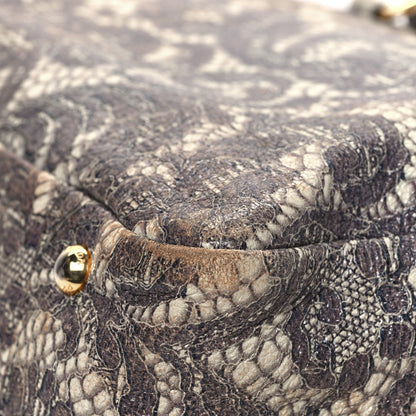 Prada Cervo Lux Print Lace Bauletto Bag Talco 11 of 12