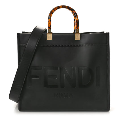 Fendi Vitello King Plexiglass Medium Fendi Sunshine Shopper Tote Black 1 of 9