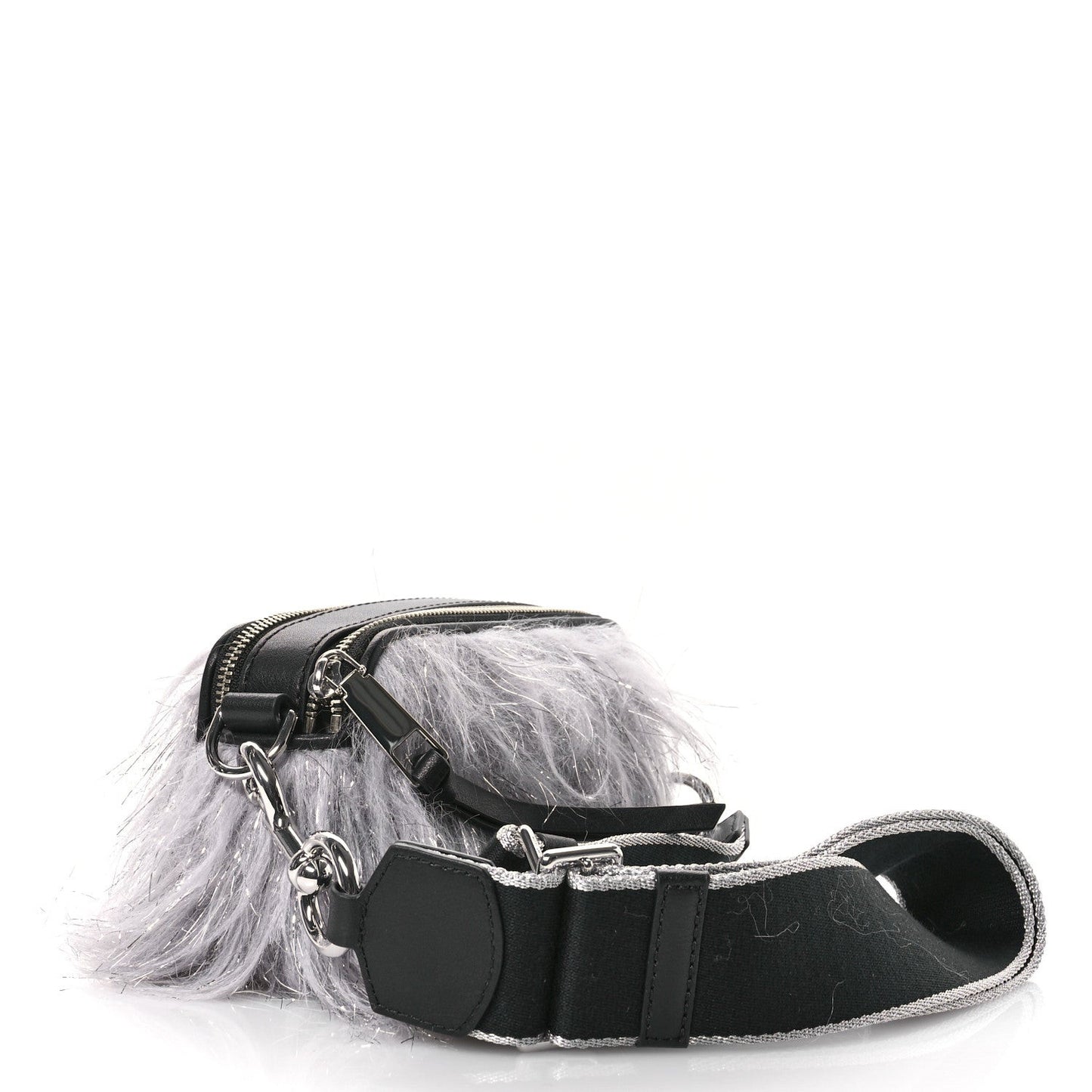 Faux Fur Calfskin The Creature Snapshot Camera Bag Grey Silver