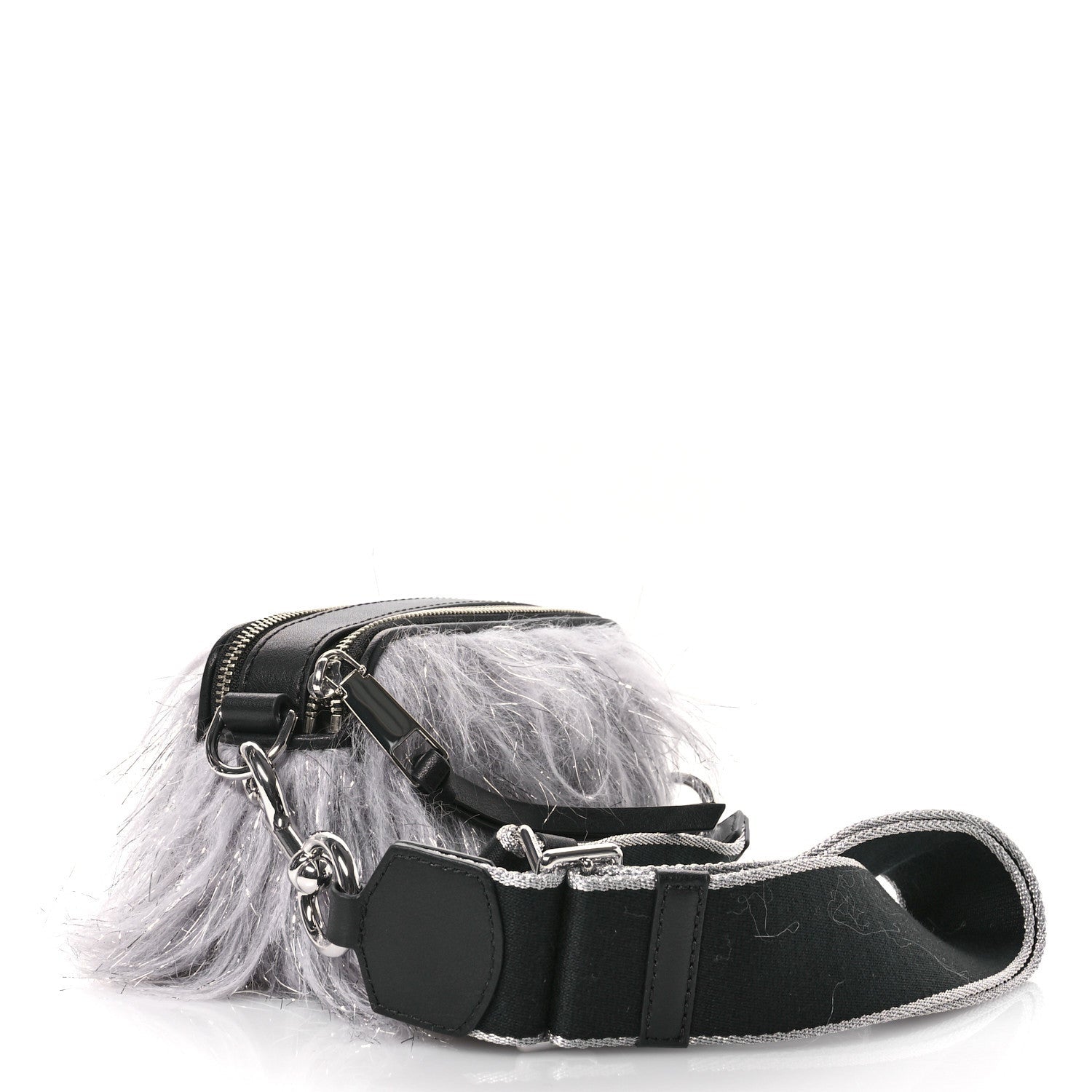 Marc Jacobs Faux Fur Calfskin The Creature Snapshot Camera Bag Grey Silver 3 of 7