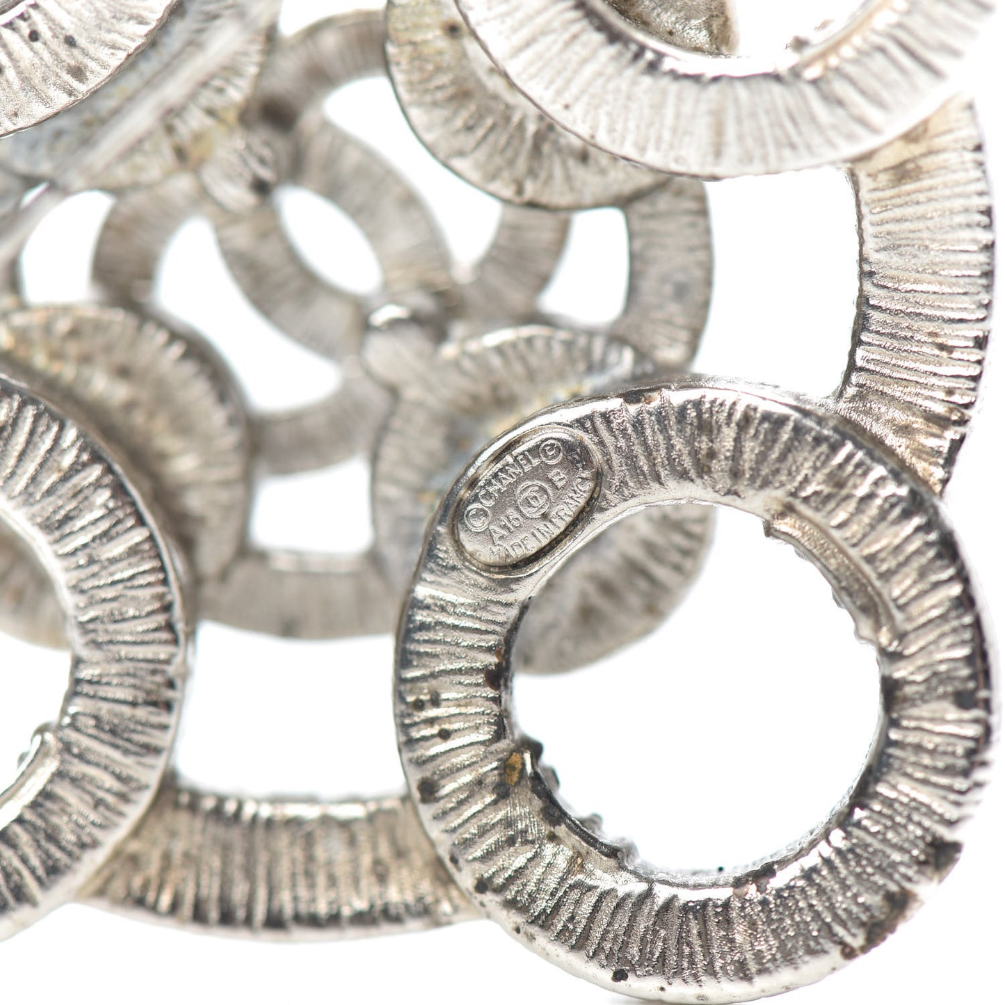 Pearl Crystal CC Brooch Silver