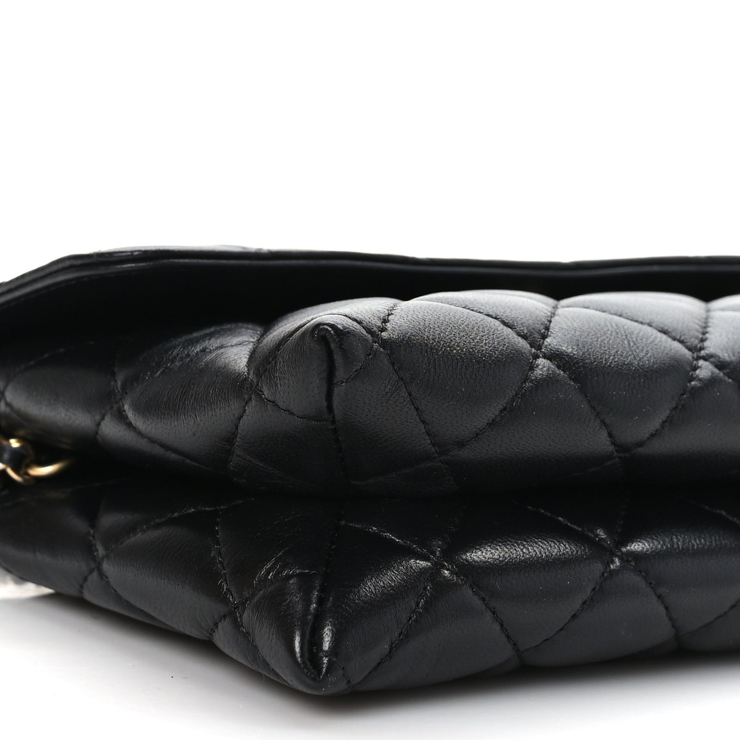 Lambskin Quilted CC Pouch With Handle Black