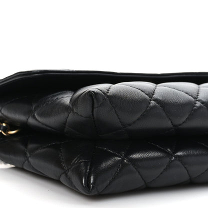 Chanel Lambskin Quilted CC Pouch With Handle Black 10 of 11