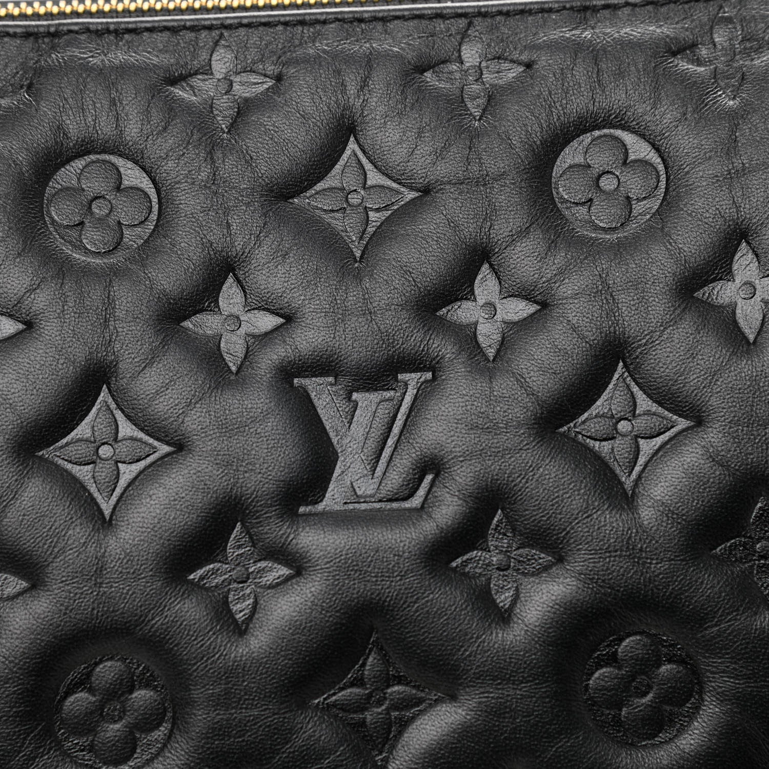 Louis Vuitton Lambskin Embossed Monogram Coussin PM Black 7 of 8