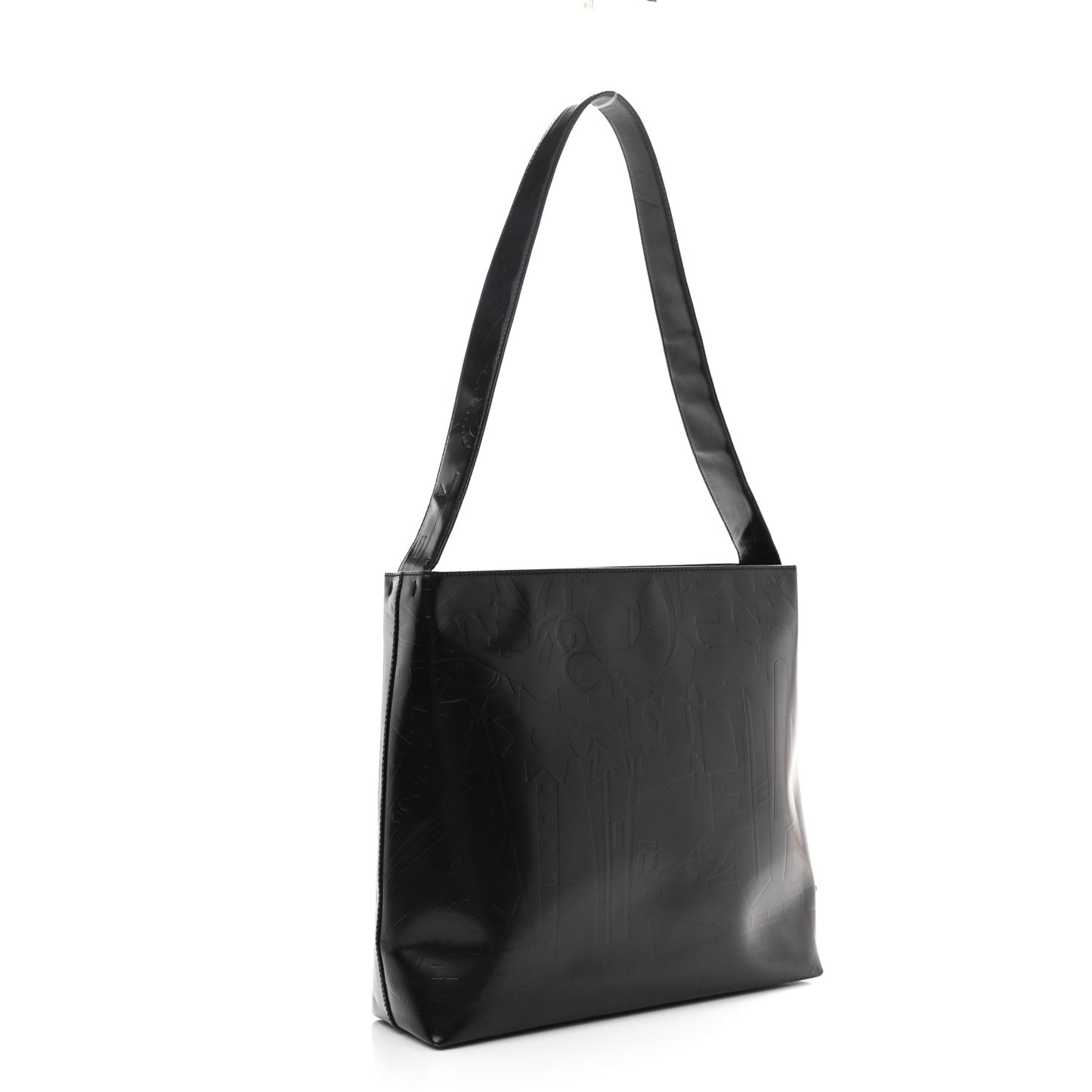 Calfskin Embossed Shoulder Bag Black