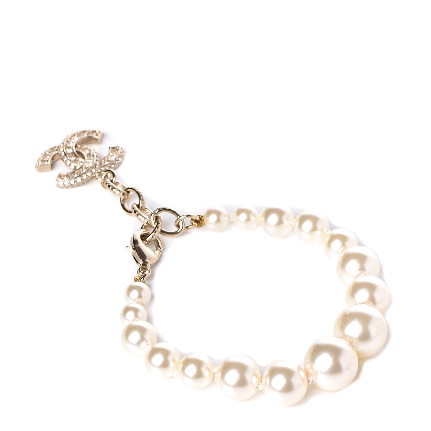 Pearl Crystal CC Bracelet Gold