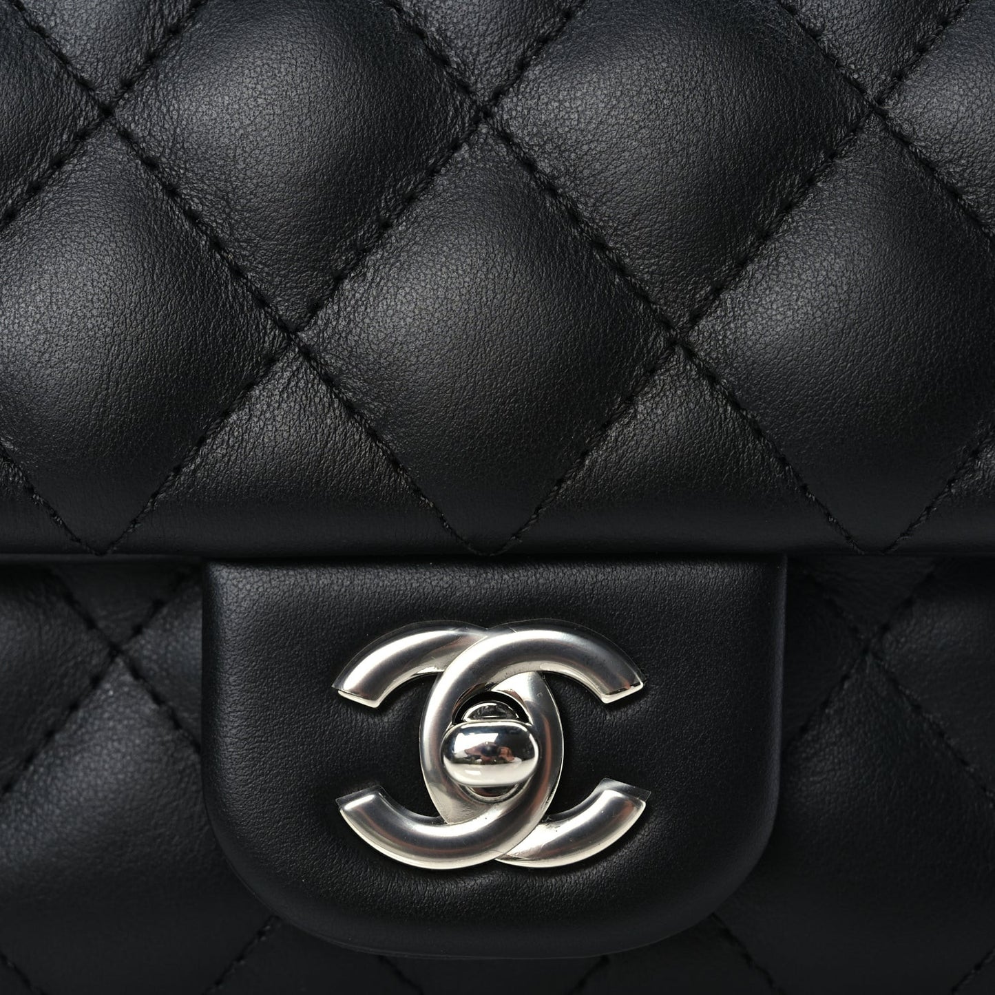 Calfskin Quilted CC Uniform Flap Belt Bag Black