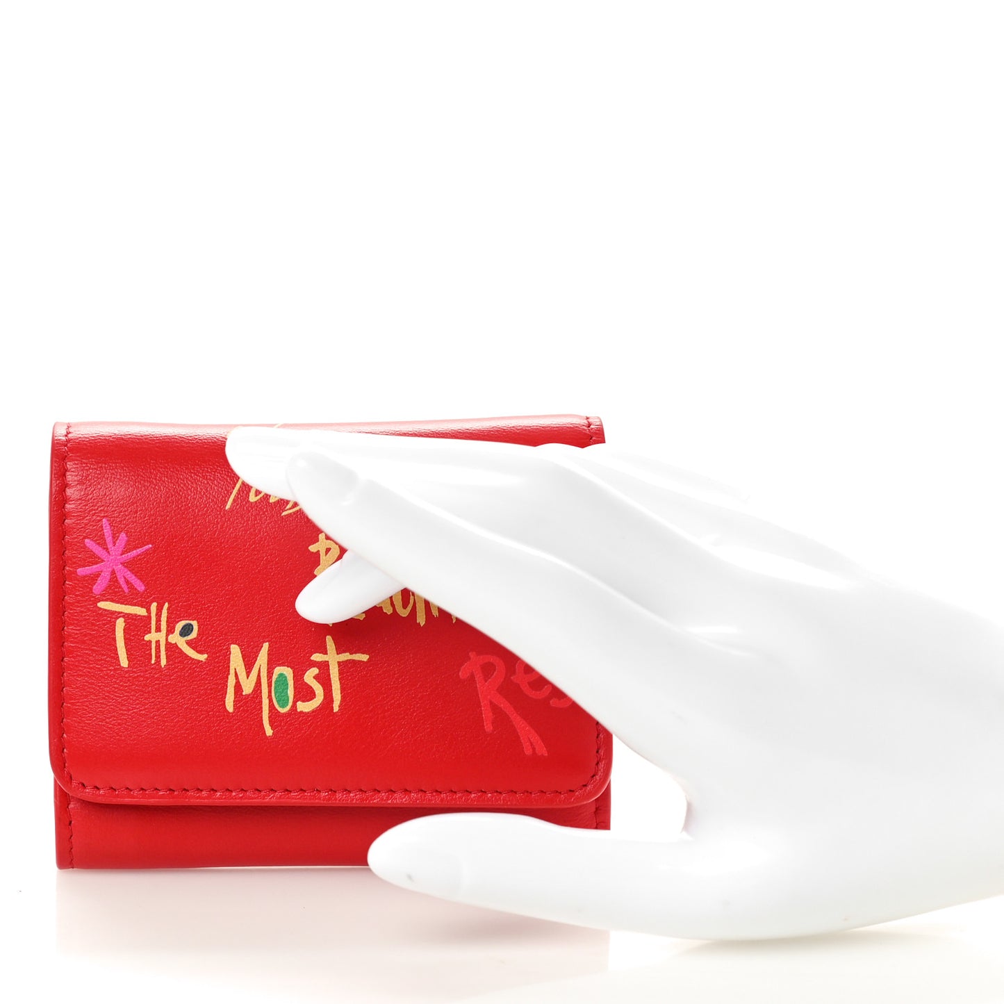 Calfskin Script Mini Loubigaga Wallet Red