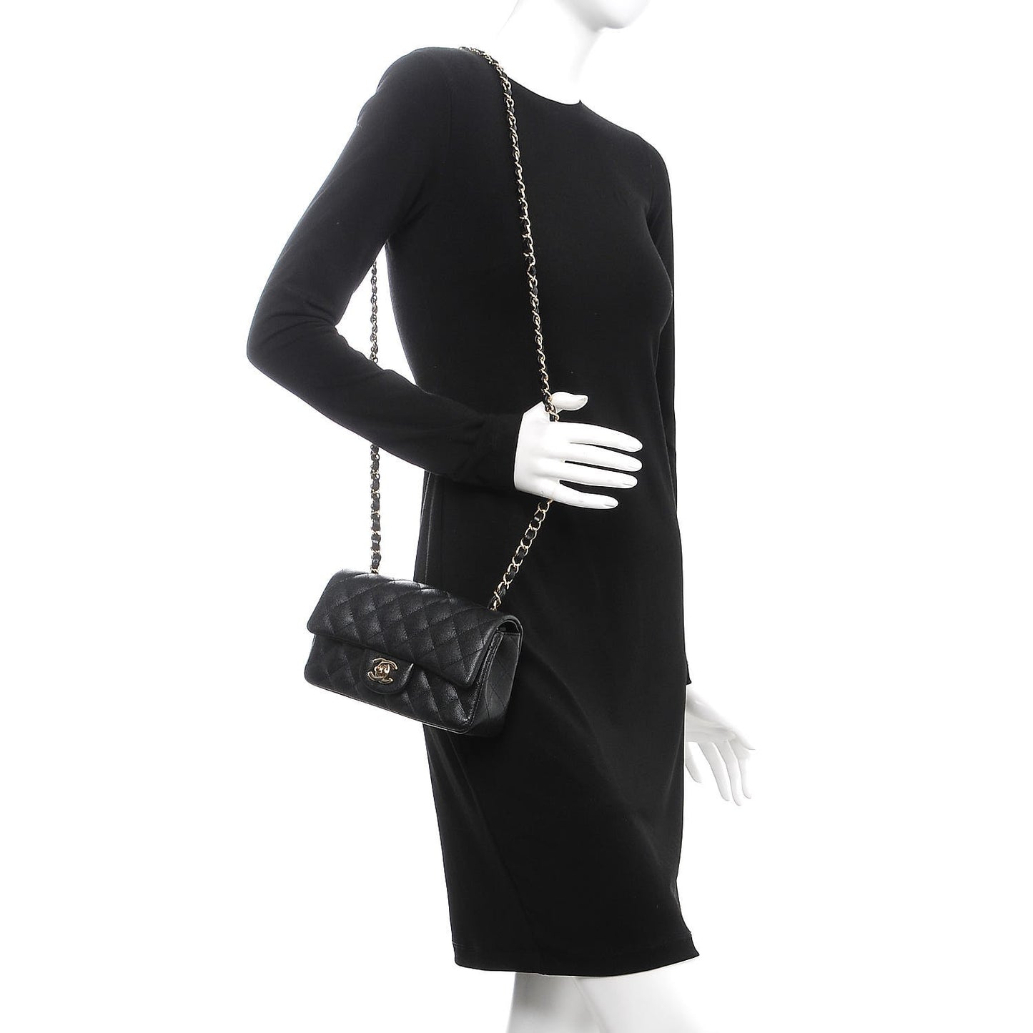 Caviar Quilted Mini Rectangular Flap Black