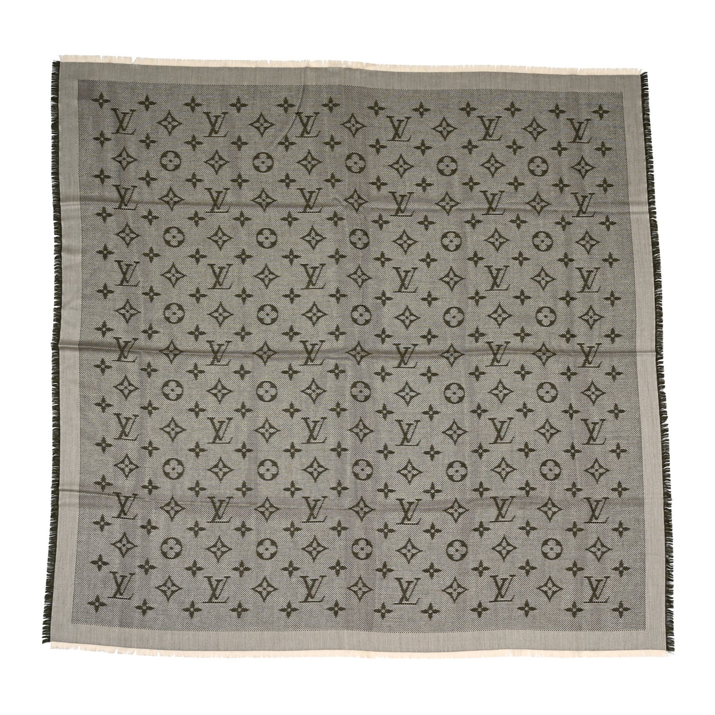 Silk Wool Monogram Neo Natte Shawl Kaki