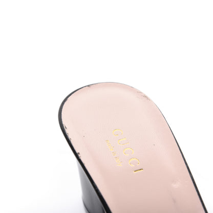 Gucci Nappa Silk Pearl Bee Embellished Mid Heel Slide Sandals 38.5 Black 9 of 14