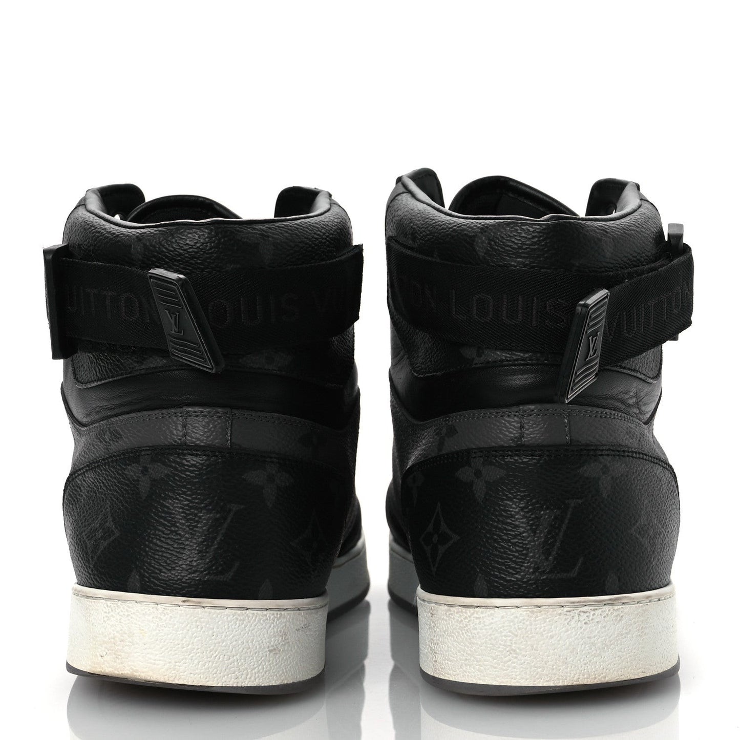 Calfskin Monogram Eclipse Mens Rivoli High Top Sneakers 10.5 Black Grey