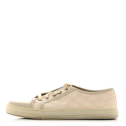 Gucci Washed Cotton GG Monogram Calfskin Womens Low Top Sneakers 40 White Mystic White Great White 1 of 11