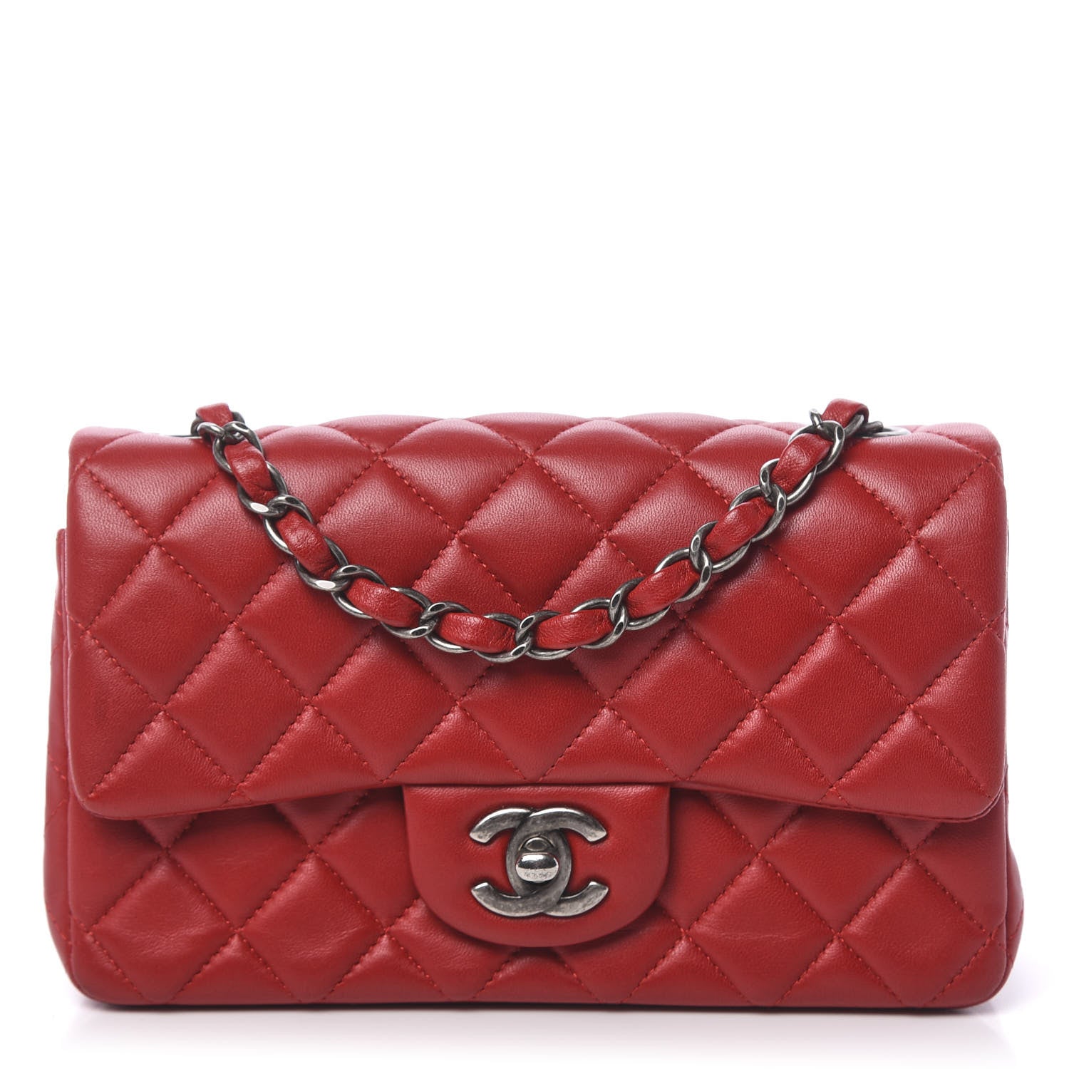 Chanel Lambskin Quilted Mini Rectangular Flap Red 1 of 11