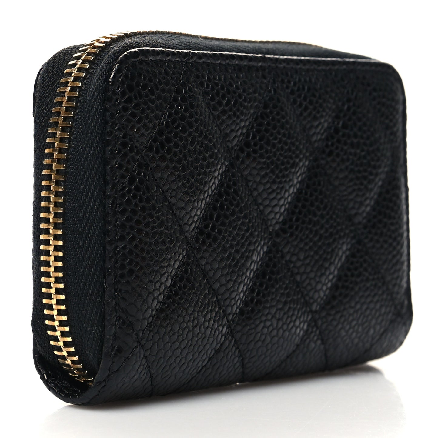 Caviar Quilted Zip Coin Purse Black