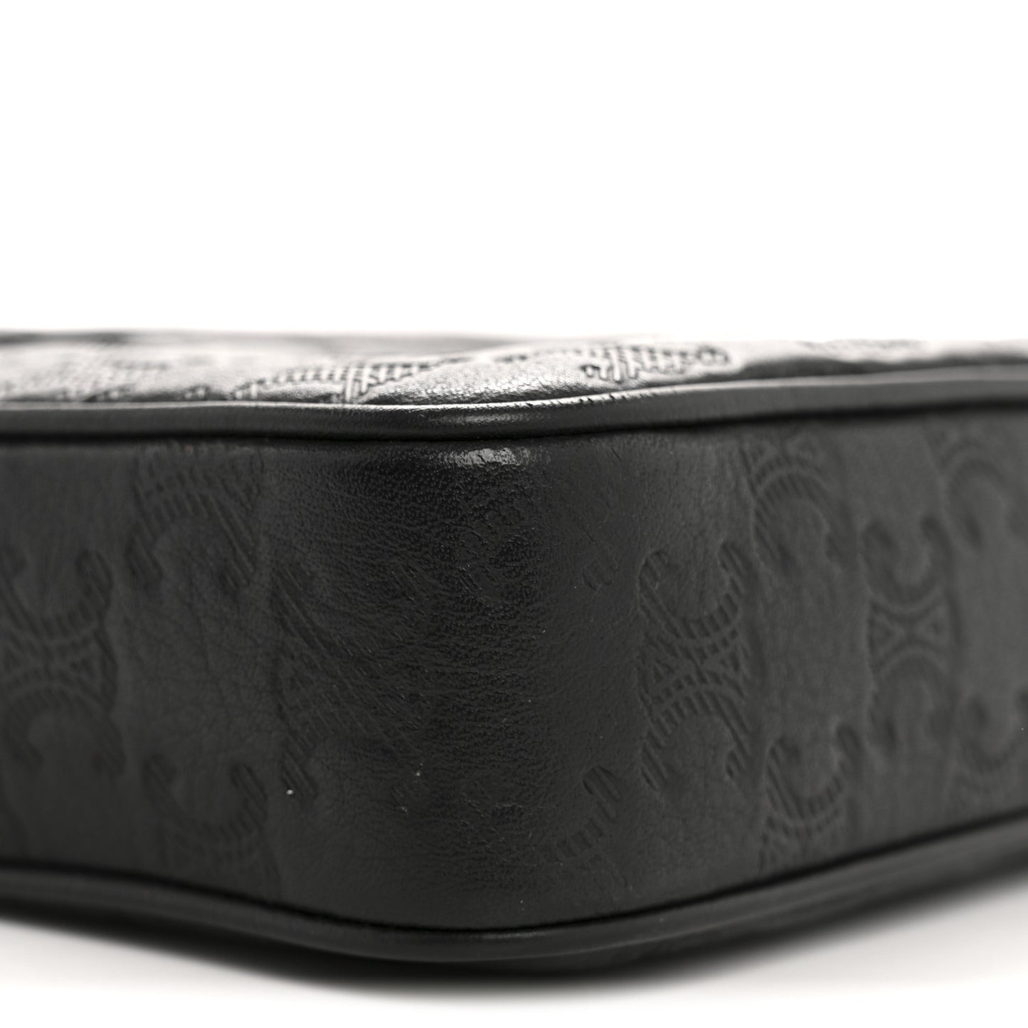 Calfskin Triomphe Embossed Medium Messenger Bag Black