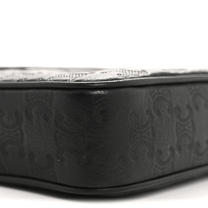 Celine Calfskin Triomphe Embossed Medium Messenger Bag Black 9 of 12