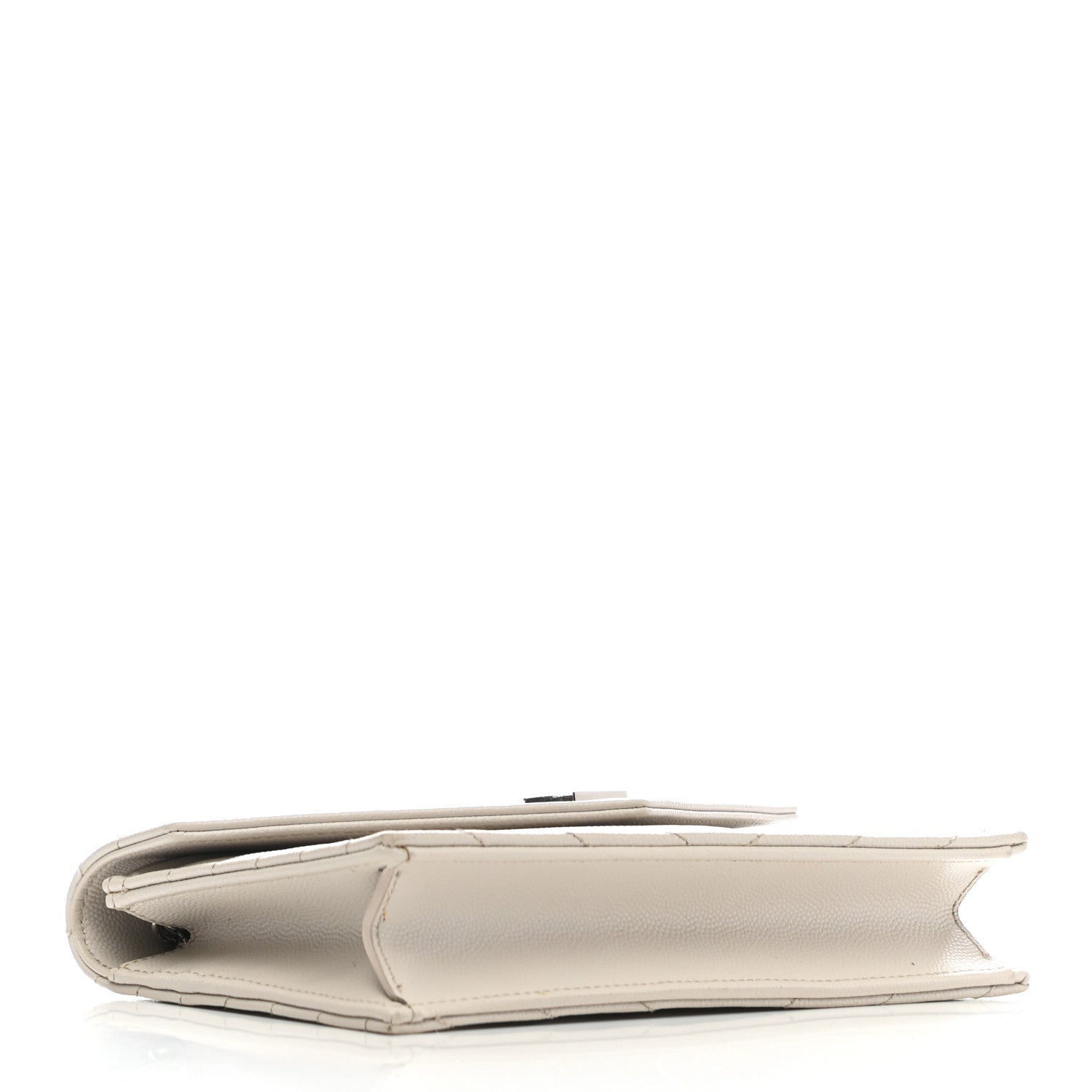 Saint Laurent Grain De Poudre Matelasse Chevron Monogram Envelope Chain Wallet Optical White 4 of 9