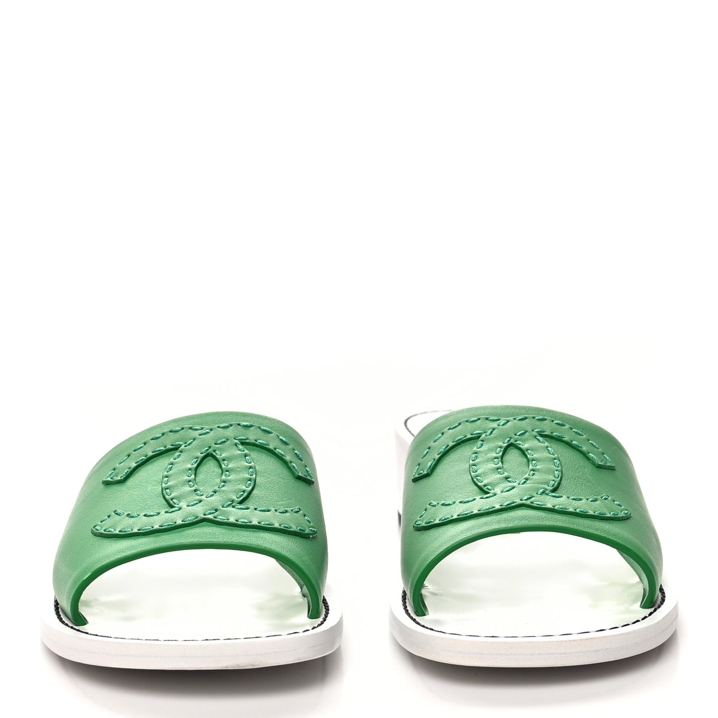 Calfskin CC Mules 39 Green White