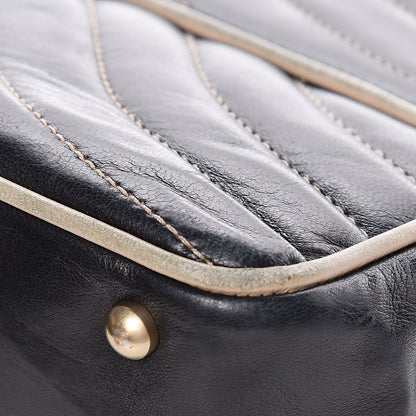 Chanel Lambskin Chevron Small Single Flap Bag Black Beige 12 of 16